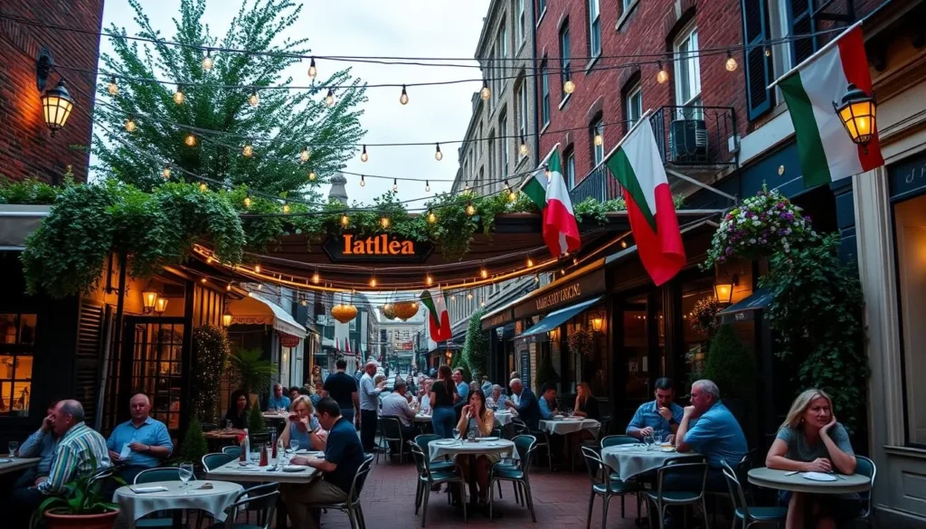 Traditional Italian restaurant with outdoor dining in Little Italy neighborhood of Baltimore Traditional Italian restaurant with outdoor dining in Little Italy neighborhood of Baltimore