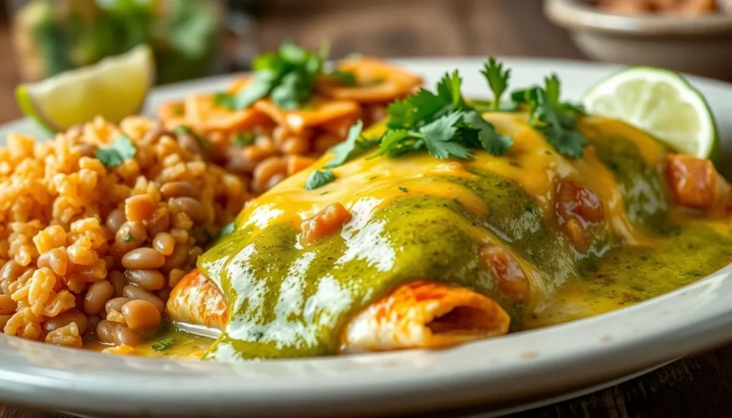 Traditional New Mexican dish with green chile, Roswell, New Mexico Traditional New Mexican dish with green chile, Roswell, New Mexico