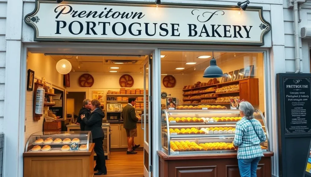 Traditional Portuguese bakery in Provincetown Massachusetts with fresh pastries and bread on display Traditional Portuguese bakery in Provincetown Massachusetts with fresh pastries and bread on display