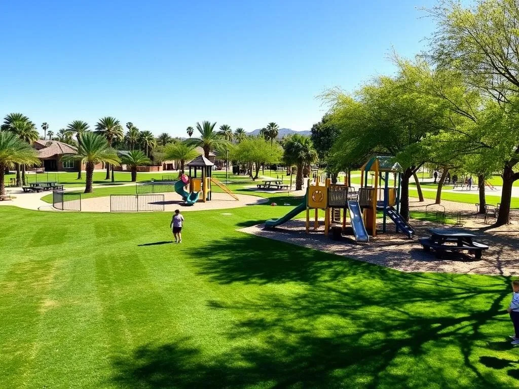 Tumbleweed Park in Chandler Arizona with playground and open spaces Tumbleweed Park in Chandler Arizona with playground and open spaces