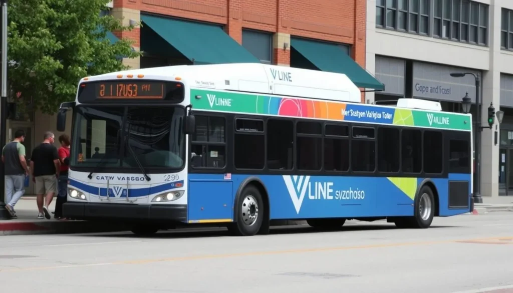 V-Line bus service in downtown Valparaiso providing public transportation V-Line bus service in downtown Valparaiso providing public transportation