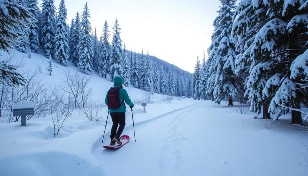 Val d'Isère snowshoeing tour through snow-covered forests