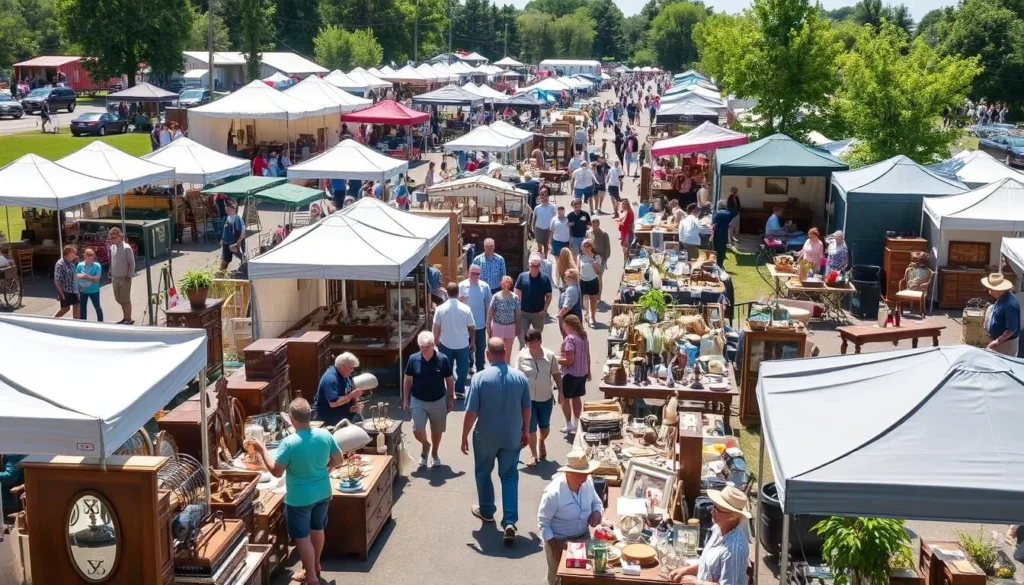 Vendors and shoppers at the Madison-Bouckville Antique Week in Madison County, New York