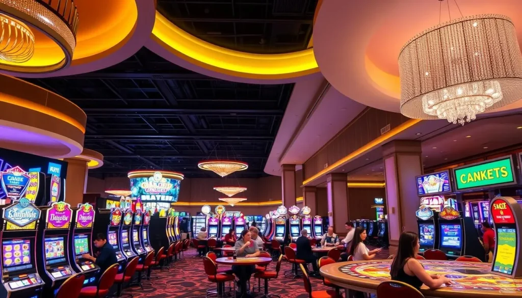 Vibrant casino interior in Shreveport with slot machines, gaming tables, and players enjoying the atmosphere Vibrant casino interior in Shreveport with slot machines, gaming tables, and players enjoying the atmosphere