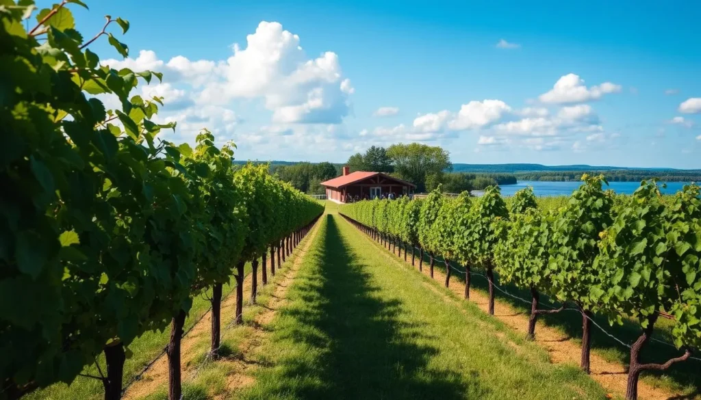 Vineyard along the Seneca Lake Wine Trail with lake views in Seneca County Vineyard along the Seneca Lake Wine Trail with lake views in Seneca County