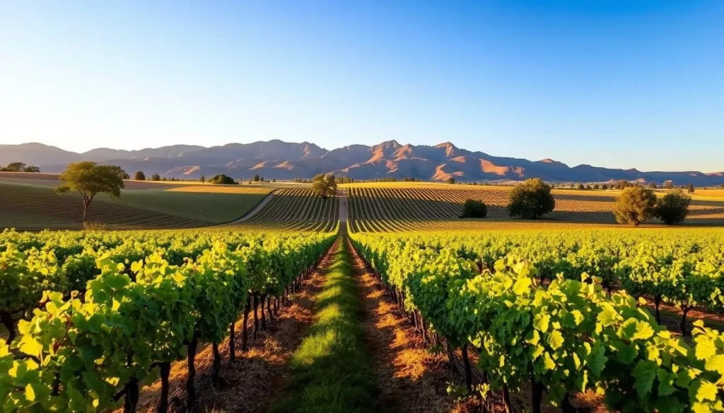 Vineyard with Sutter Buttes in the background in Yuba County