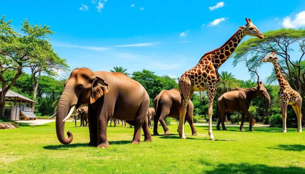 Vinpearl Safari Phu Quoc with animals like elephants and giraffes