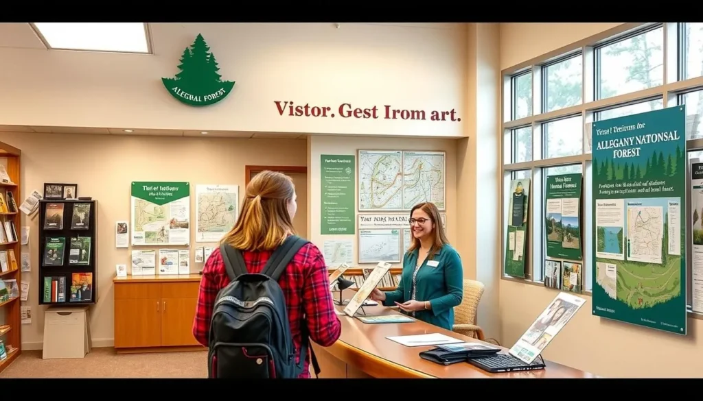 Visitor at Allegheny National Forest Visitors Bureau information center Visitor at Allegheny National Forest Visitors Bureau information center