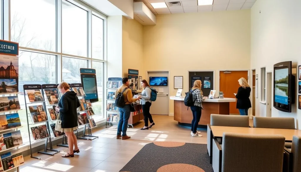 Visitor center in Auburn, Cayuga County with information displays and helpful staff Visitor center in Auburn, Cayuga County with information displays and helpful staff
