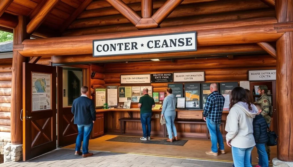 Visitor information center at Beavers Bend State Park with rangers assisting guests Visitor information center at Beavers Bend State Park with rangers assisting guests