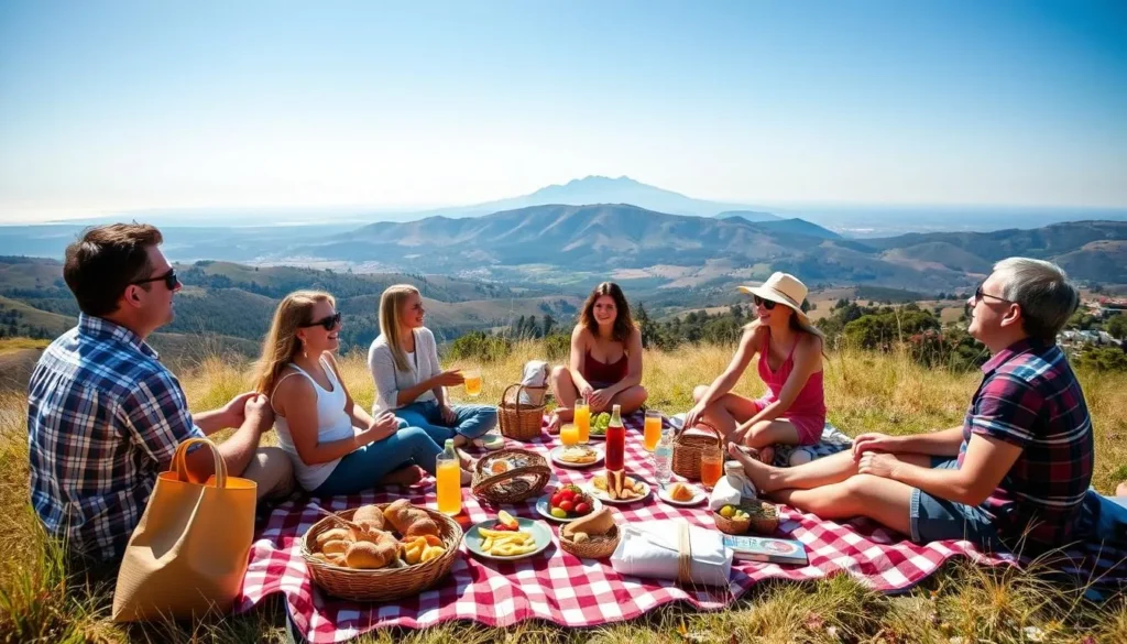 Visitors enjoying a picnic with views of Mount Tamalpais and rolling hills Visitors enjoying a picnic with views of Mount Tamalpais and rolling hills