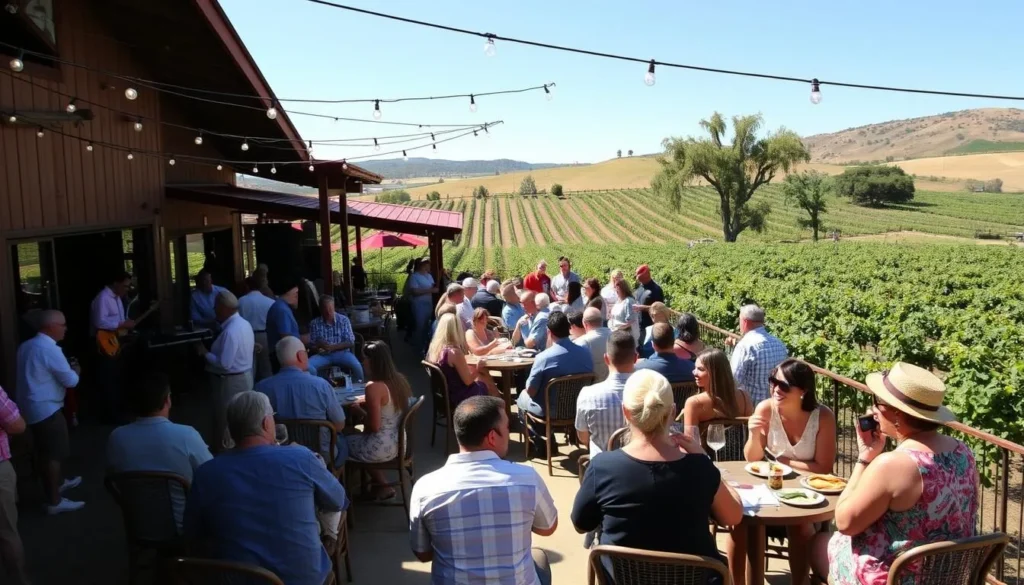 Visitors enjoying a special event at a Suisun Valley winery in Solano County