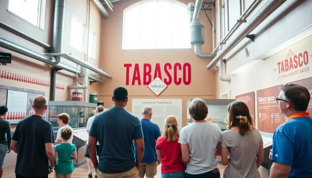 Visitors exploring the TABASCO Factory Tour on Avery Island, Louisiana Visitors exploring the TABASCO Factory Tour on Avery Island, Louisiana