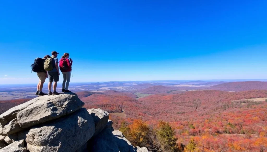 Vroman's Nose hiking trail with hikers enjoying panoramic views of Schoharie Valley Vroman's Nose hiking trail with hikers enjoying panoramic views of Schoharie Valley