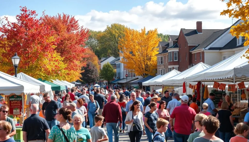 Warwick Applefest in Orange County New York with crowds enjoying fall activities and apple treats Warwick Applefest in Orange County New York with crowds enjoying fall activities and apple treats