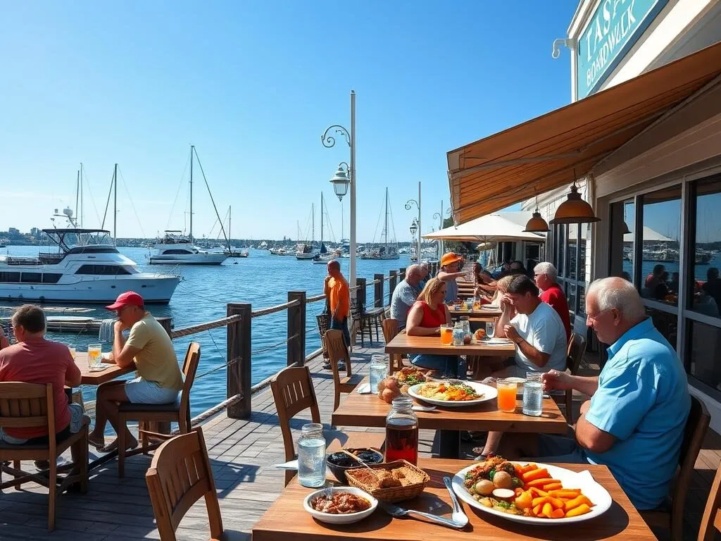 Waterfront dining at The Boardwalk restaurant in Put-in-Bay, Lake Erie Islands Ohio Waterfront dining at The Boardwalk restaurant in Put-in-Bay, Lake Erie Islands Ohio