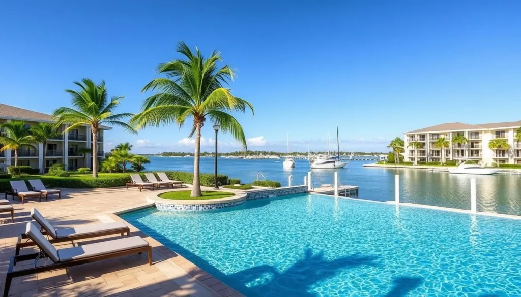 Waterfront resort in Charlotte County with pool and harbor views Waterfront resort in Charlotte County with pool and harbor views