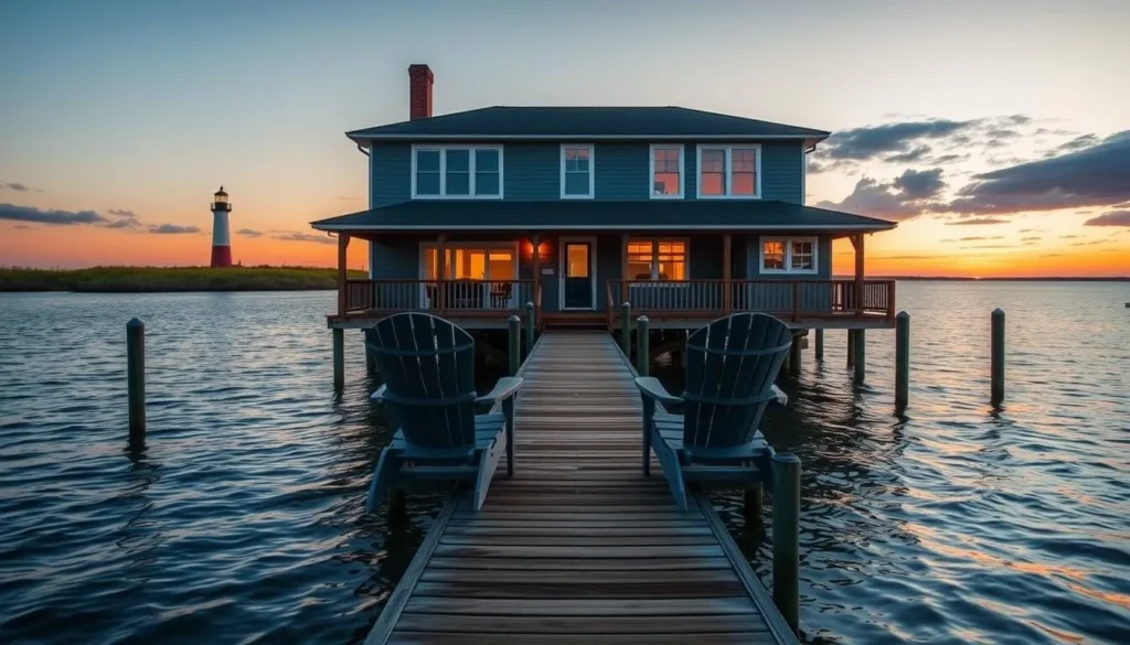 Waterfront vacation home on Harkers Island with dock and view of Cape Lookout Waterfront vacation home on Harkers Island with dock and view of Cape Lookout