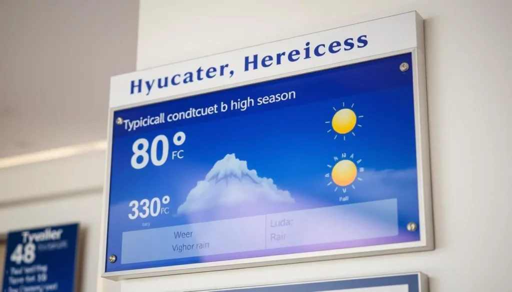 Weather forecast display showing typical conditions in Anguilla during high season Weather forecast display showing typical conditions in Anguilla during high season