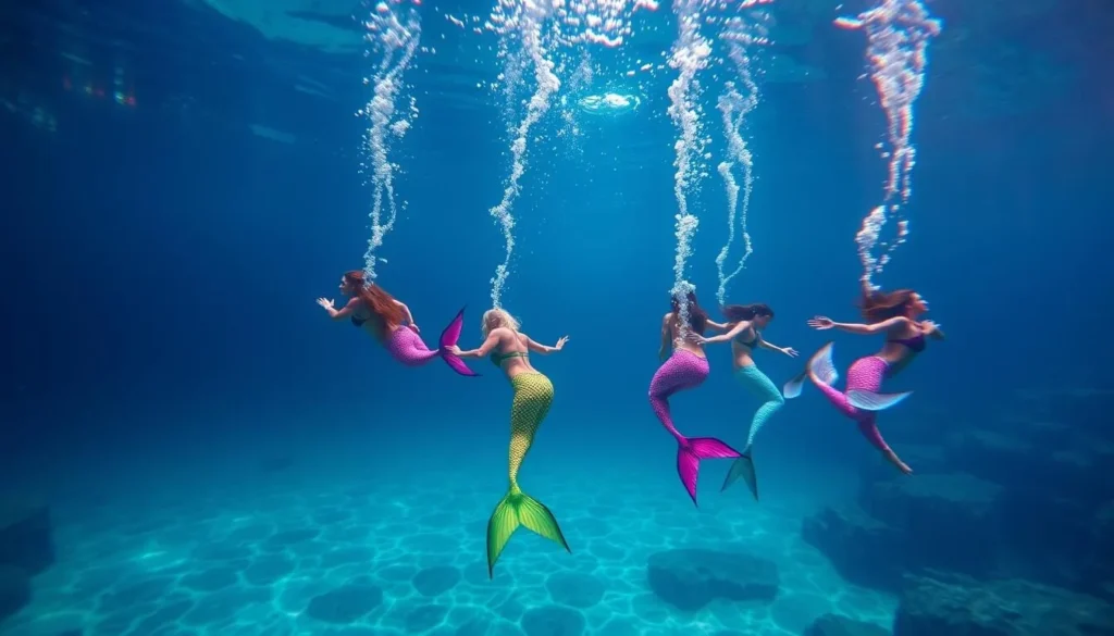Weeki Wachee mermaids performing underwater at Weeki Wachee Springs State Park in Hernando County, Florida Weeki Wachee mermaids performing underwater at Weeki Wachee Springs State Park in Hernando County, Florida
