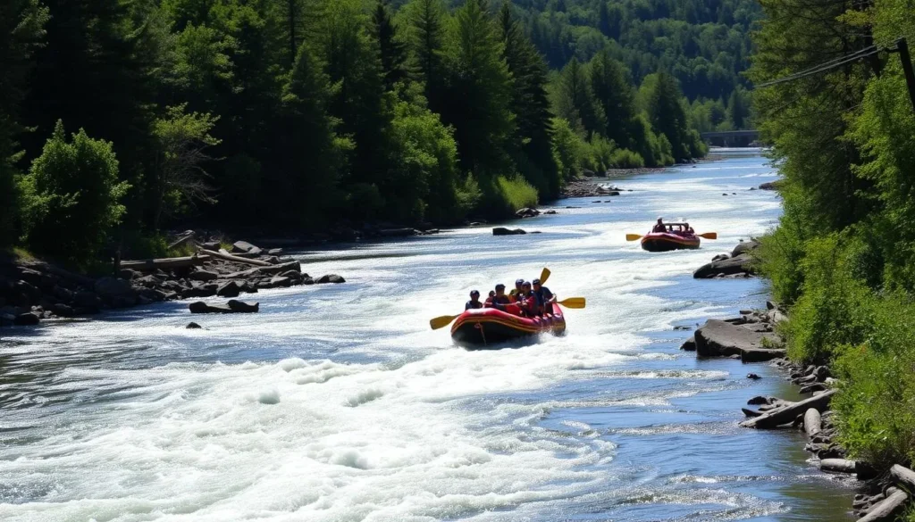 Whitewater rafting on the Black River in Jefferson County, New York with rapids and adventure seekers Whitewater rafting on the Black River in Jefferson County, New York with rapids and adventure seekers
