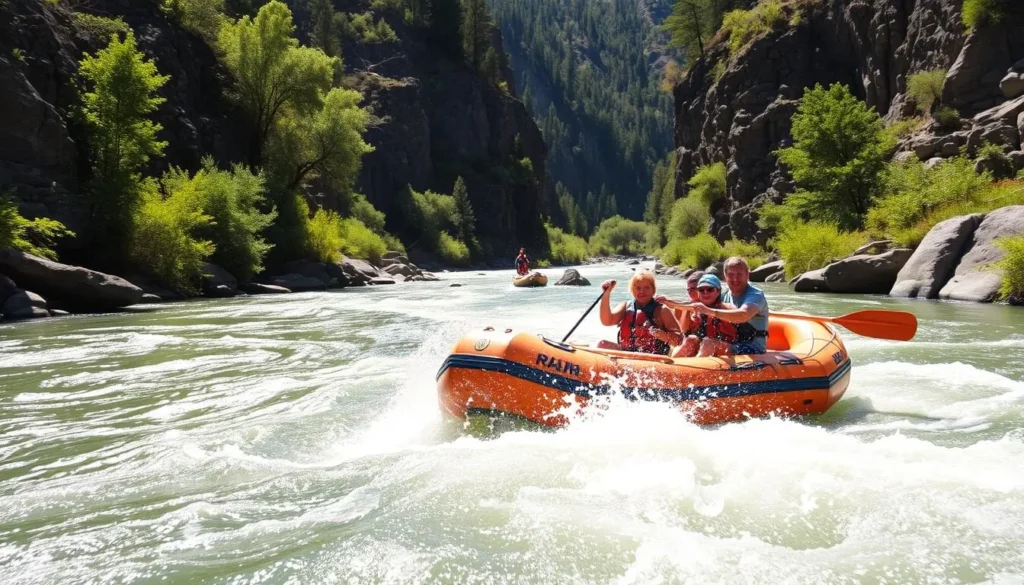 Whitewater rafting on the Merced River in Mariposa County Whitewater rafting on the Merced River in Mariposa County