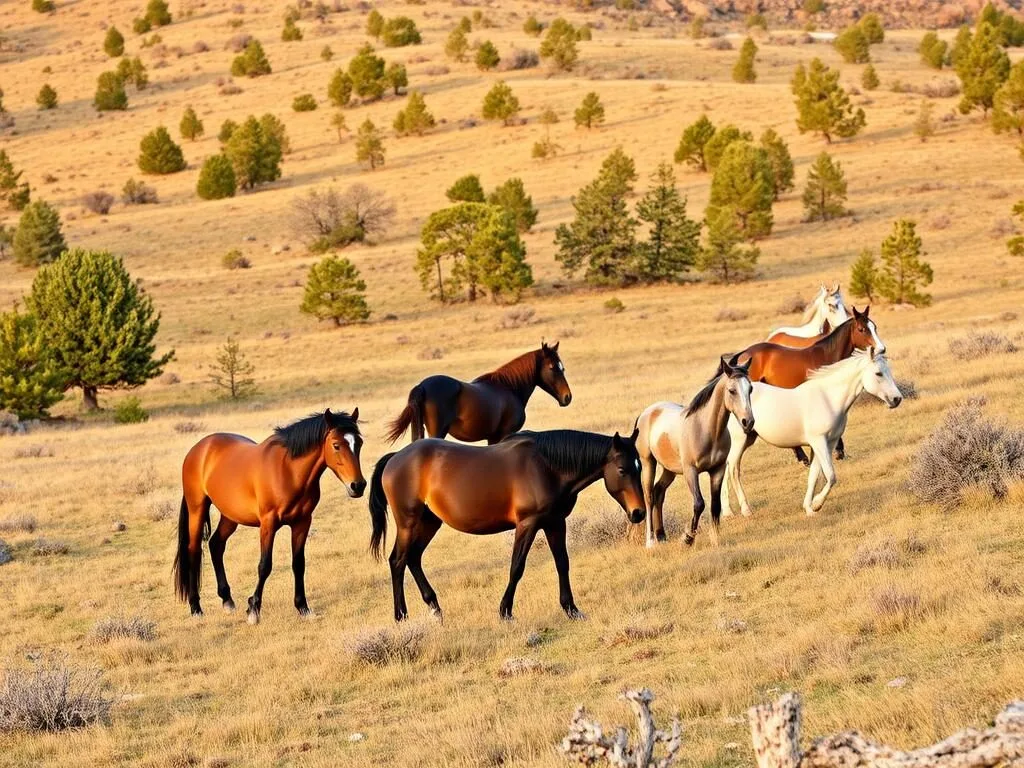Wild horses roaming in Devil's Garden area of Modoc National Forest Wild horses roaming in Devil's Garden area of Modoc National Forest