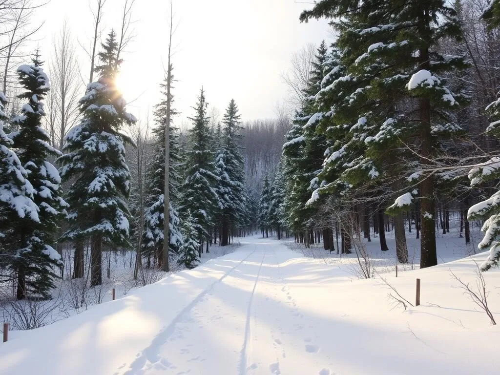 Winter scene at Two Rivers State Park in Tioga County NY