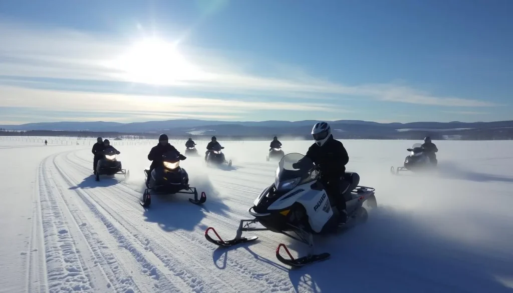 Winter snowmobile event in Lewis County with riders on snowy trails