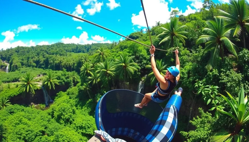 Ziplining over Umauma Falls