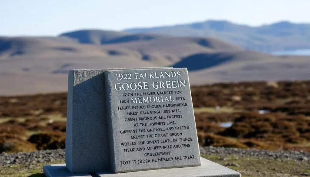 1982 conflict memorial at Goose Green in the Falkland Islands 1982 conflict memorial at Goose Green in the Falkland Islands