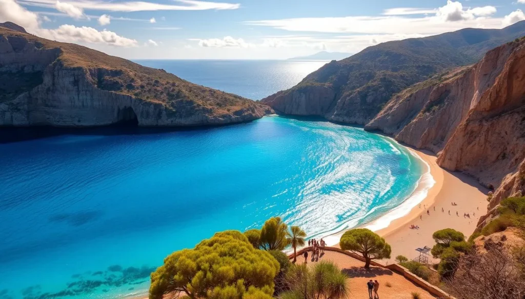 A breathtaking seaside vista of Myrtos Beach on the idyllic Greek island of Kefalonia. Glistening azure waters lap against a crescent of pristine, golden sand, framed by towering limestone cliffs. Sunlight filters through wispy clouds, casting a warm, golden glow over the tranquil scene. In the middle ground, clusters of lush, verdant trees sway gently in the breeze. Beachgoers stroll along the shore, taking in the serene, picturesque landscape. An exquisite, unspoiled natural wonder, perfect for a day of relaxation and rejuvenation. A breathtaking seaside vista of Myrtos Beach on the idyllic Greek island of Kefalonia. Glistening azure waters lap against a crescent of pristine, golden sand, framed by towering limestone cliffs. Sunlight filters through wispy clouds, casting a warm, golden glow over the tranquil scene. In the middle ground, clusters of lush, verdant trees sway gently in the breeze. Beachgoers stroll along the shore, taking in the serene, picturesque landscape. An exquisite, unspoiled natural wonder, perfect for a day of relaxation and rejuvenation.