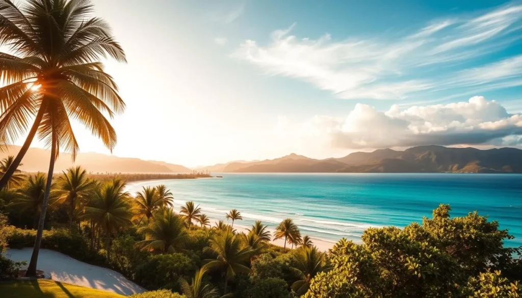 A scenic landscape of Tonga's tropical paradise, bathed in warm, golden sunlight filtering through wispy clouds. In the foreground, a pristine white-sand beach lined with swaying palm trees. In the middle ground, crystal-clear turquoise waters gently lapping against the shore. In the background, lush green hills and mountains rise up, creating a picturesque backdrop. The scene exudes a sense of tranquility and natural beauty, inviting the viewer to imagine the perfect time to visit this idyllic island destination. A scenic landscape of Tonga's tropical paradise, bathed in warm, golden sunlight filtering through wispy clouds. In the foreground, a pristine white-sand beach lined with swaying palm trees. In the middle ground, crystal-clear turquoise waters gently lapping against the shore. In the background, lush green hills and mountains rise up, creating a picturesque backdrop. The scene exudes a sense of tranquility and natural beauty, inviting the viewer to imagine the perfect time to visit this idyllic island destination.