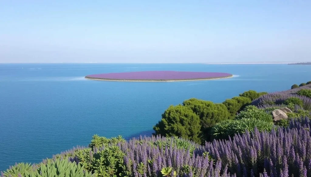 A serene landscape of Purple Island in Al Khor, Qatar
