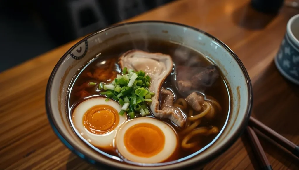 A steaming bowl of ramen with chashu pork at Toki Underground, a popular Washington DC Japanese restaurant
