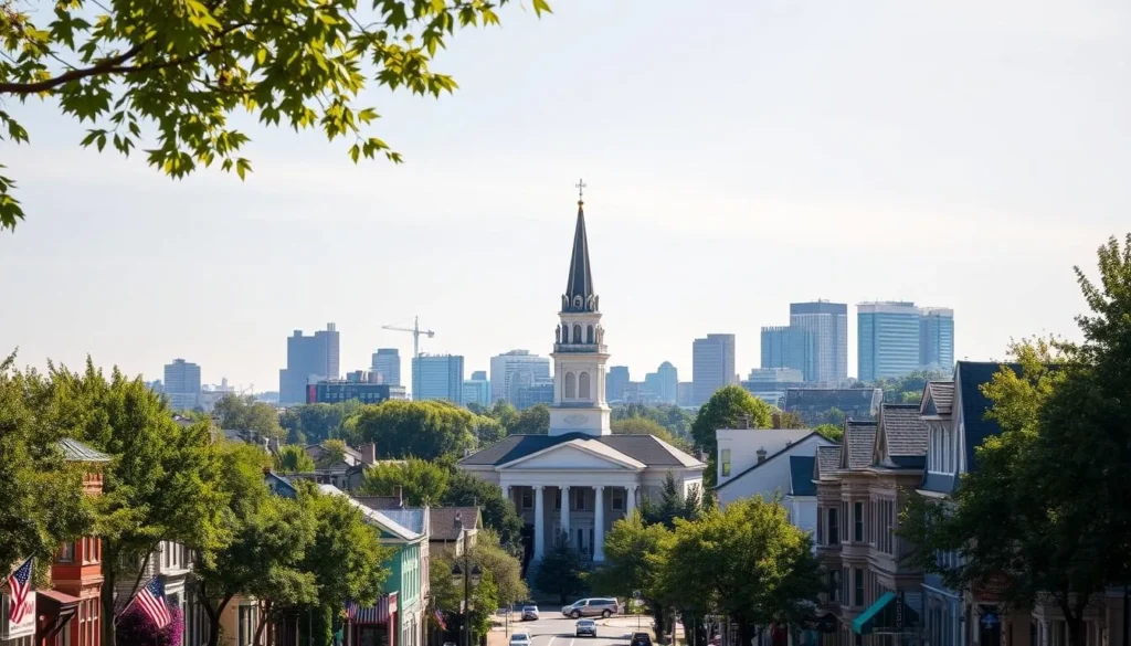 A vibrant cityscape of Brockton, Massachusetts on a sun-dappled afternoon. In the foreground, tree-lined streets showcase charming New England architecture, with colorful Victorian homes and quaint shops. The middle ground features the iconic Brockton City Hall, its grand spire and columns bathed in warm light. In the distance, the skyline is punctuated by the sleek, modern towers of the city's business district, creating a harmonious blend of old and new. A sense of energy and community permeates the scene, inviting the viewer to explore Brockton's captivating blend of history, culture, and contemporary life.
