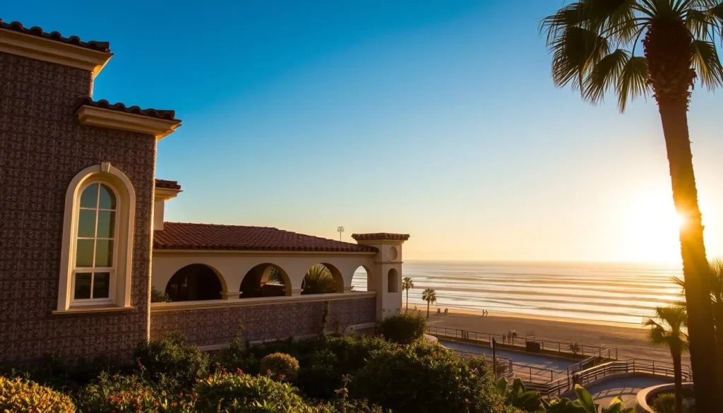 Adamson House tile work with Surfrider Beach in the background Adamson House tile work with Surfrider Beach in the background