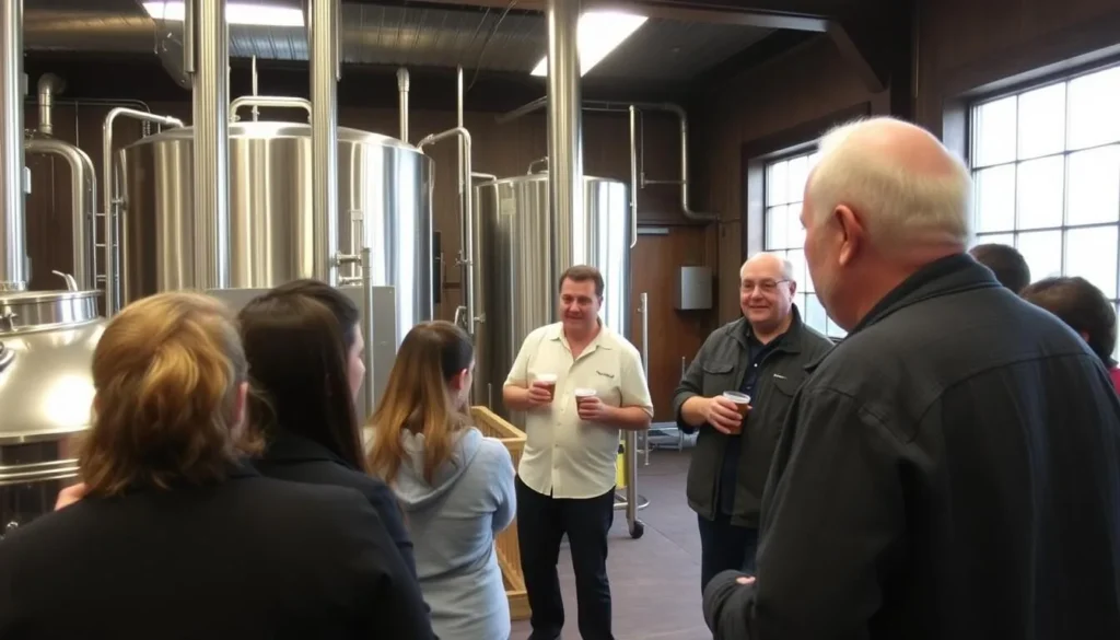 Adirondack Pub & Brewery tour with a guide explaining the brewing process