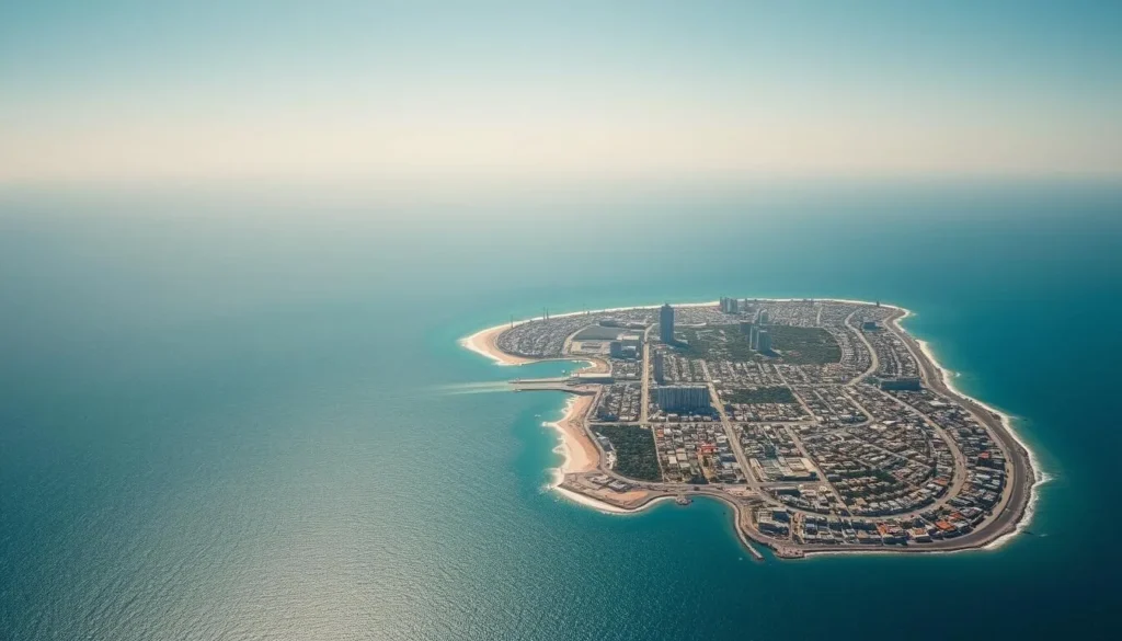 Aerial view of Dakar peninsula with the city sprawling along the coastline Aerial view of Dakar peninsula with the city sprawling along the coastline