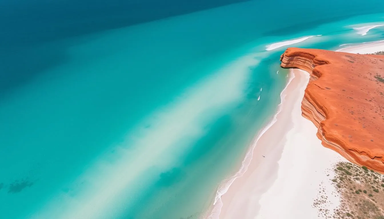Aerial view of Dundee Beach Northern Territory coastline with pristine beaches and turquoise waters