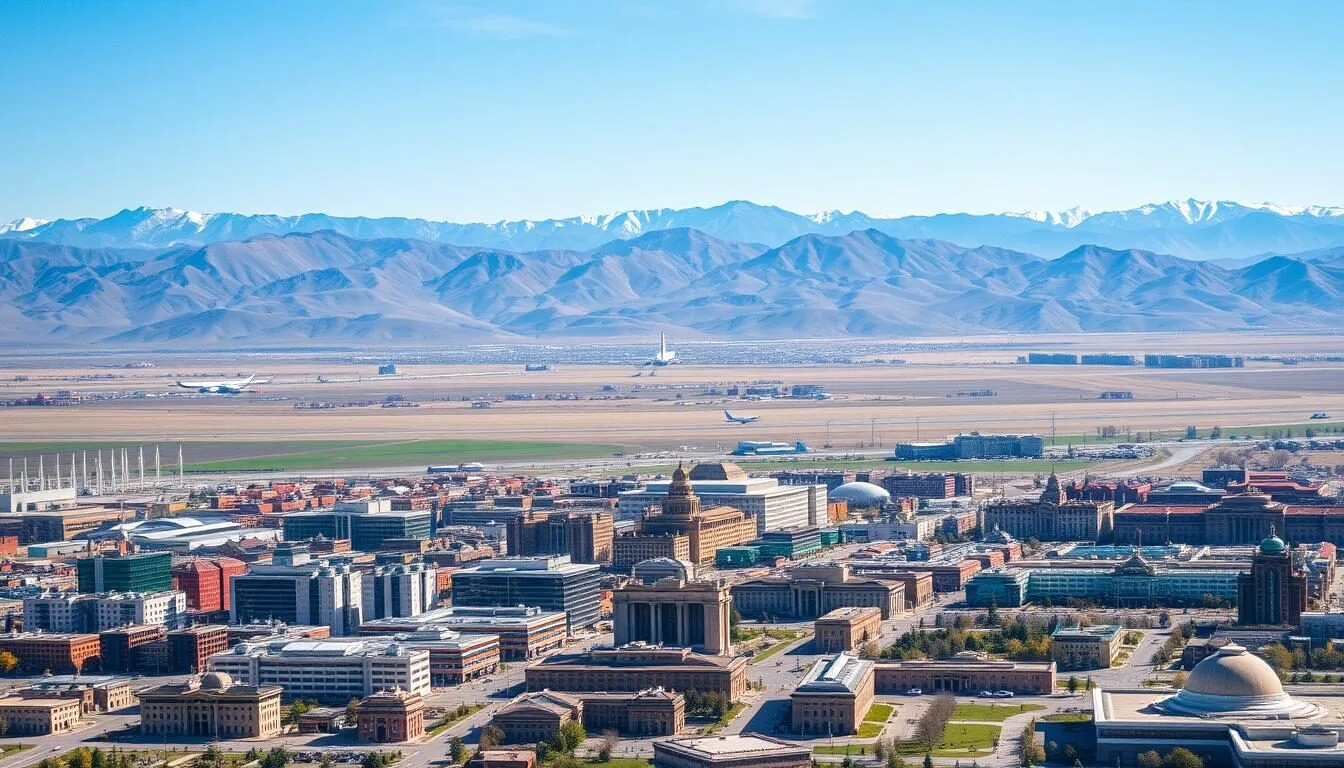 Aerial view of Ulaanbaatar city with mountains in the background, Mongolia Best Things to Do starting point