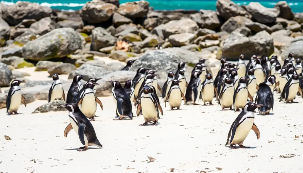 African penguins at Boulders Beach near Cape Town, a popular South Africa best things to do activity African penguins at Boulders Beach near Cape Town, a popular South Africa best things to do activity