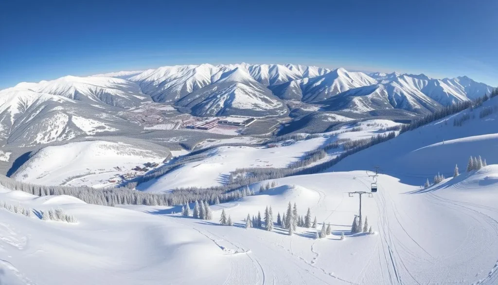 Alta Ski Area viewed from Snowbird with connecting terrain