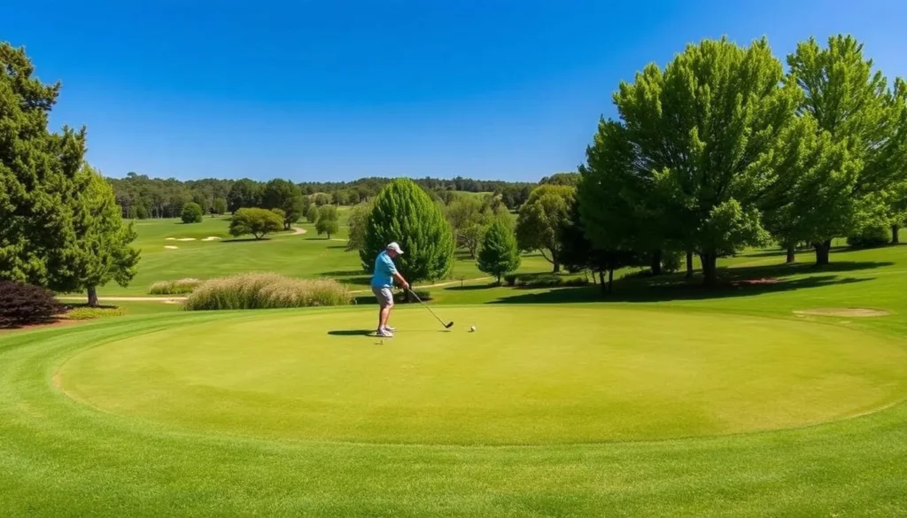 Alton Golf Club with a golfer teeing off on a beautifully manicured green