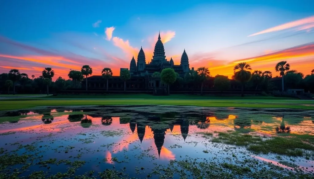 An image of Angkor Wat's iconic five towers