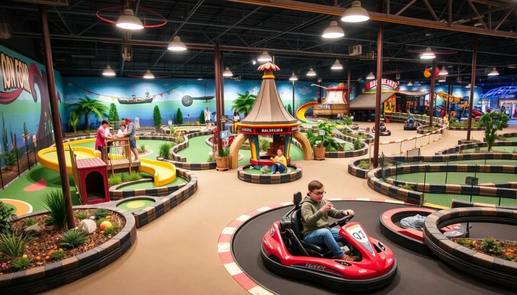 An image of Blackbeard's Family Entertainment Center with a mini-golf course and go-kart tracks.