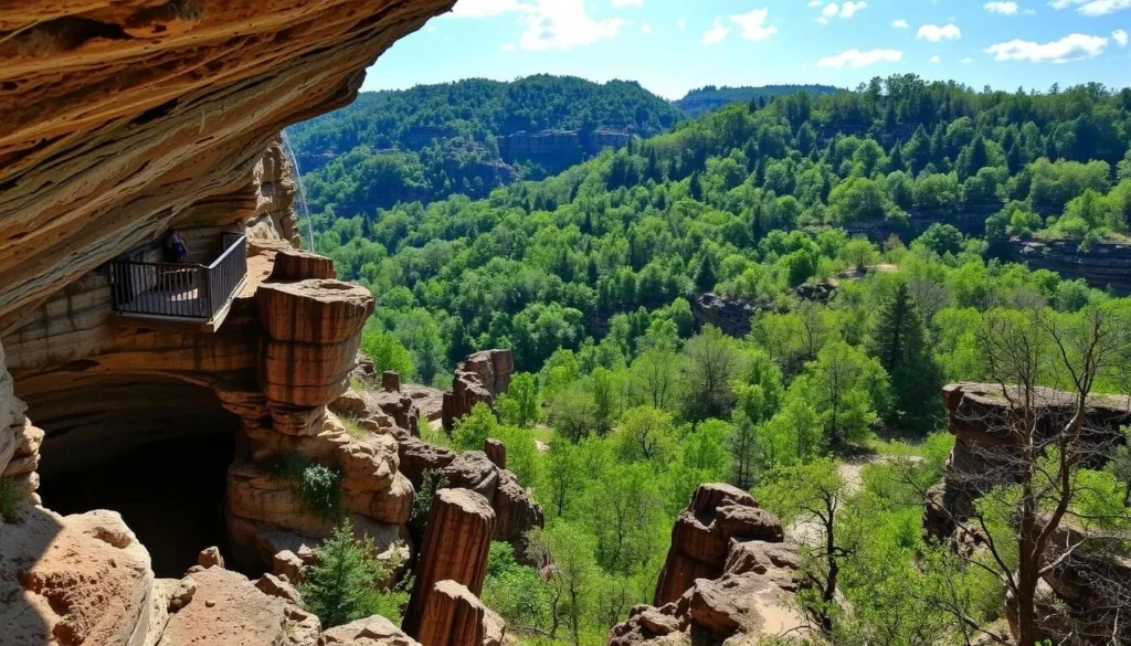 An image of Carter Caves State Resort Park's caverns and hiking trails