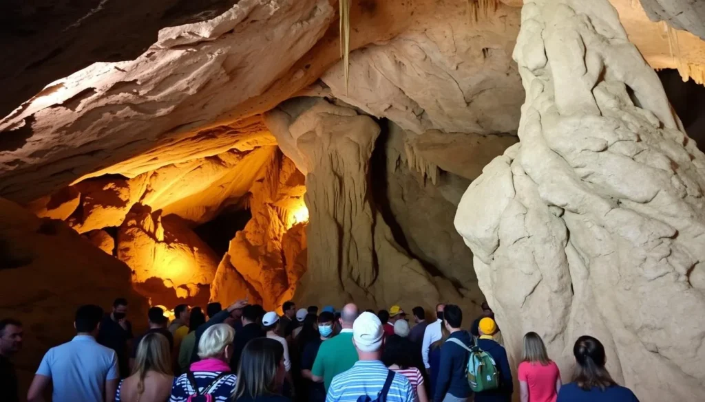 An image of Cave of the Winds Colorado with visitors on a guided tour An image of Cave of the Winds Colorado with visitors on a guided tour