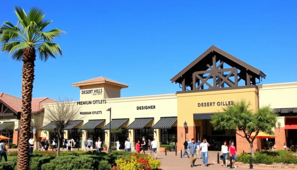 An image of Desert Hills Premium Outlets with its designer outlet stores.