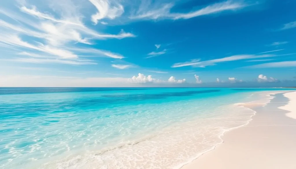 An image of Grace Bay Beach with crystal-clear waters and powdery white sand.